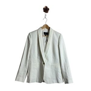 J Crew Size 6 White Stretch Linen Parke Blazer Preppy Office Classic NEW